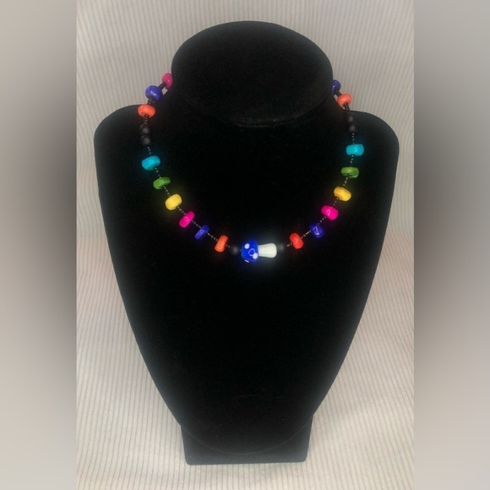 - Handmade mushroom beaded choker necklace